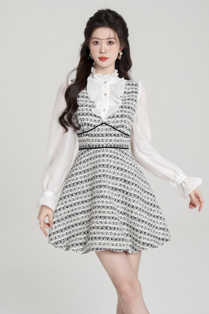 Houndstooth High-end Bud Skirt Dress Set
