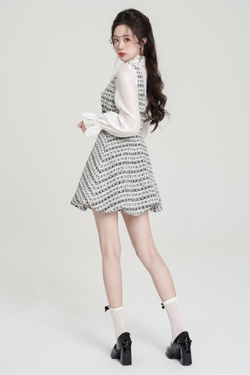 Houndstooth High-end Bud Skirt Dress Set