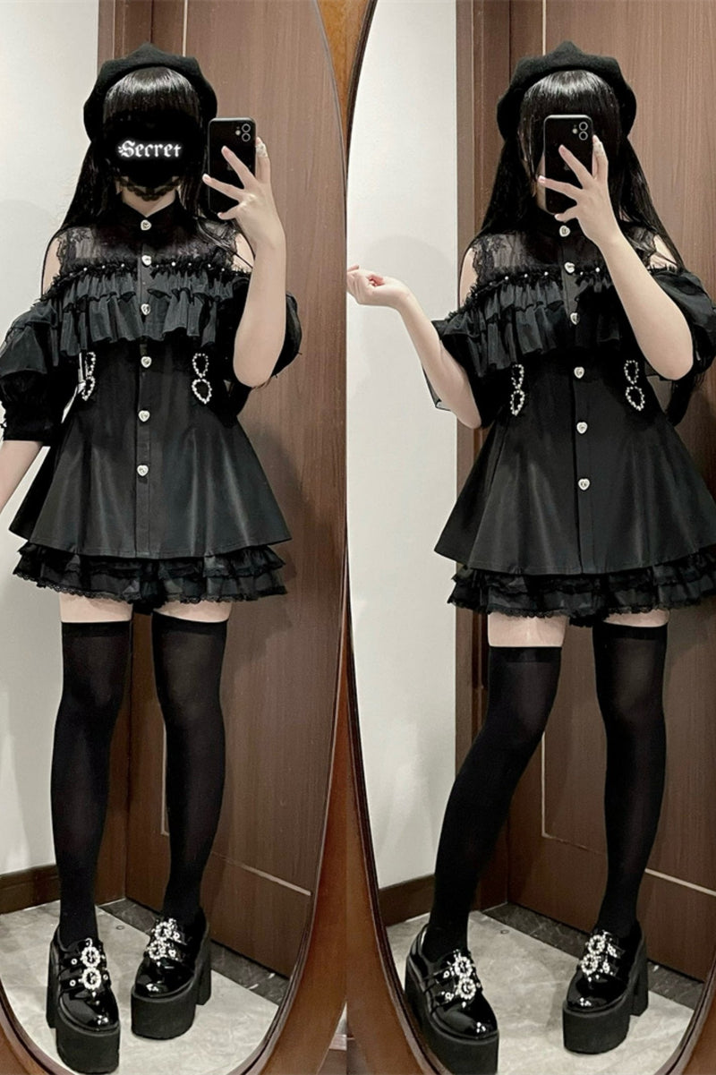 [pre-order] Japanese Yarn Off Shoulder Cape Suit