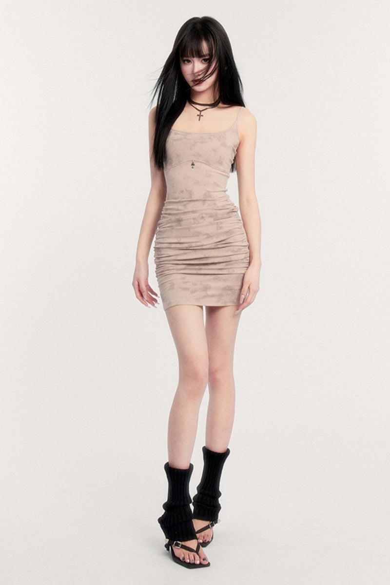 Tie-dye Suspender Hip Skirt Dress