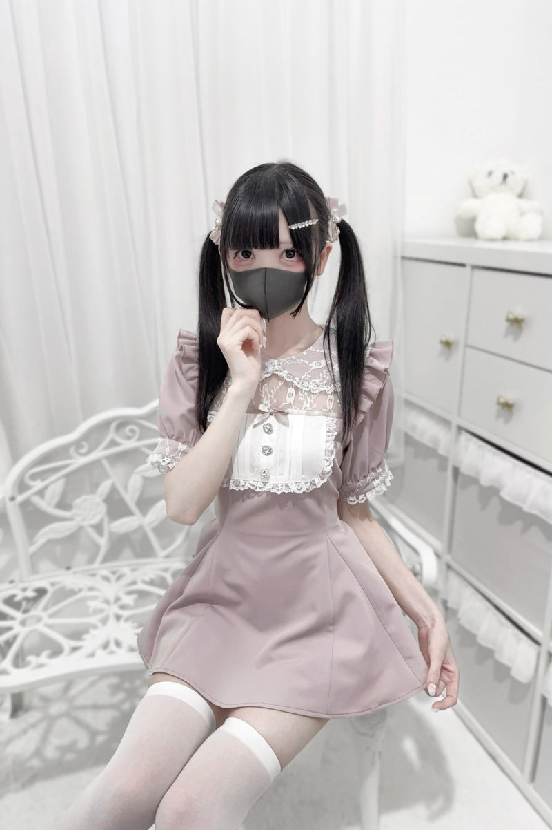[pre-order] Lace Stitching Doll Collar Dress