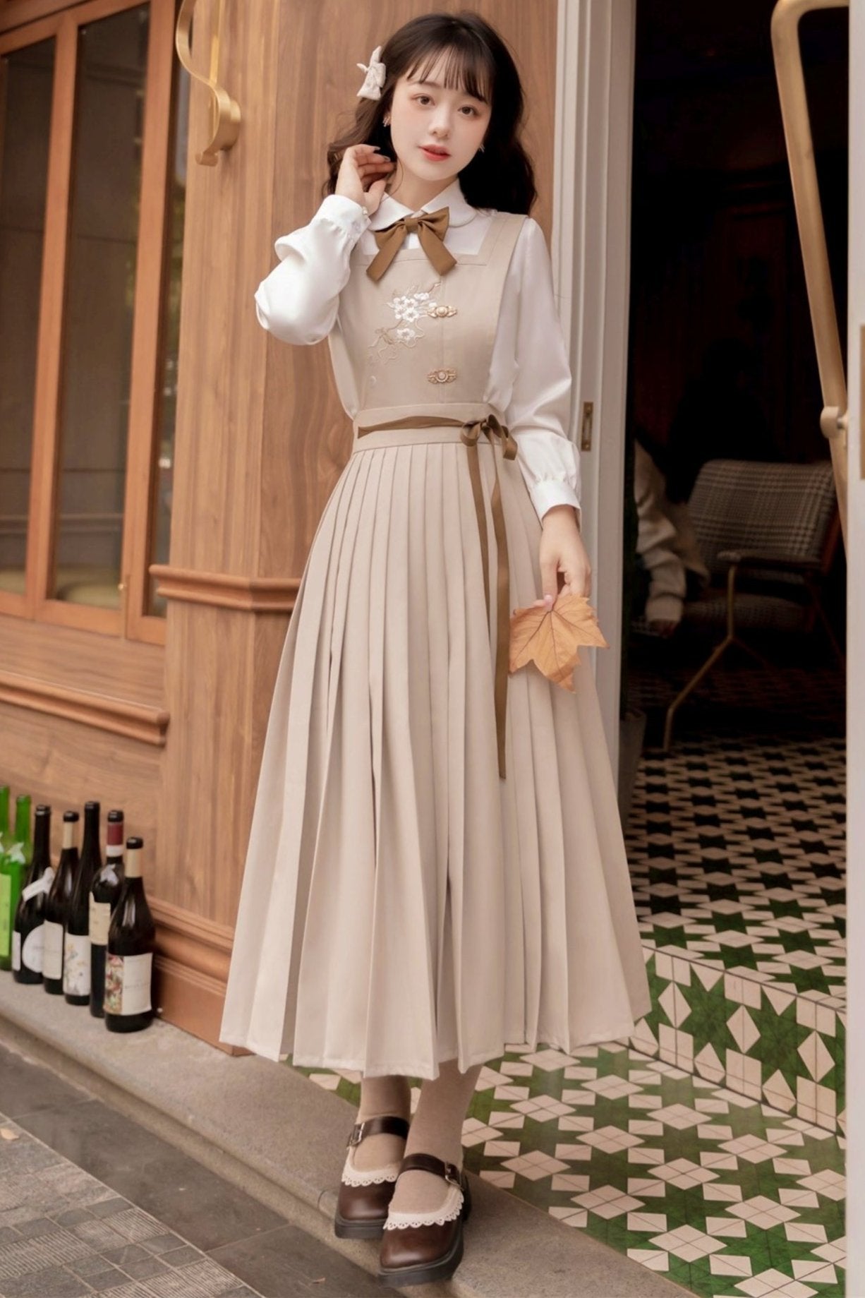 Modified Hanfu College Blazer + Shirt + Suspender Dress