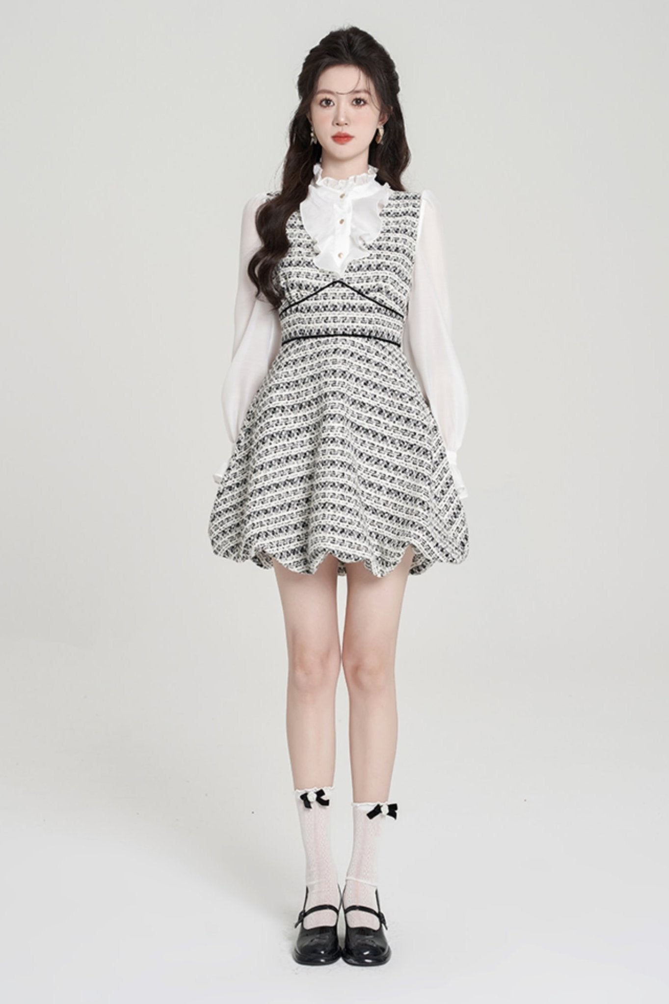 Houndstooth High-end Bud Skirt Dress Set