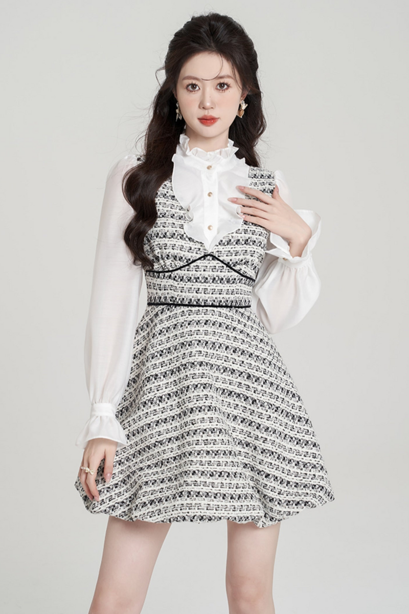 Houndstooth High-end Bud Skirt Dress Set