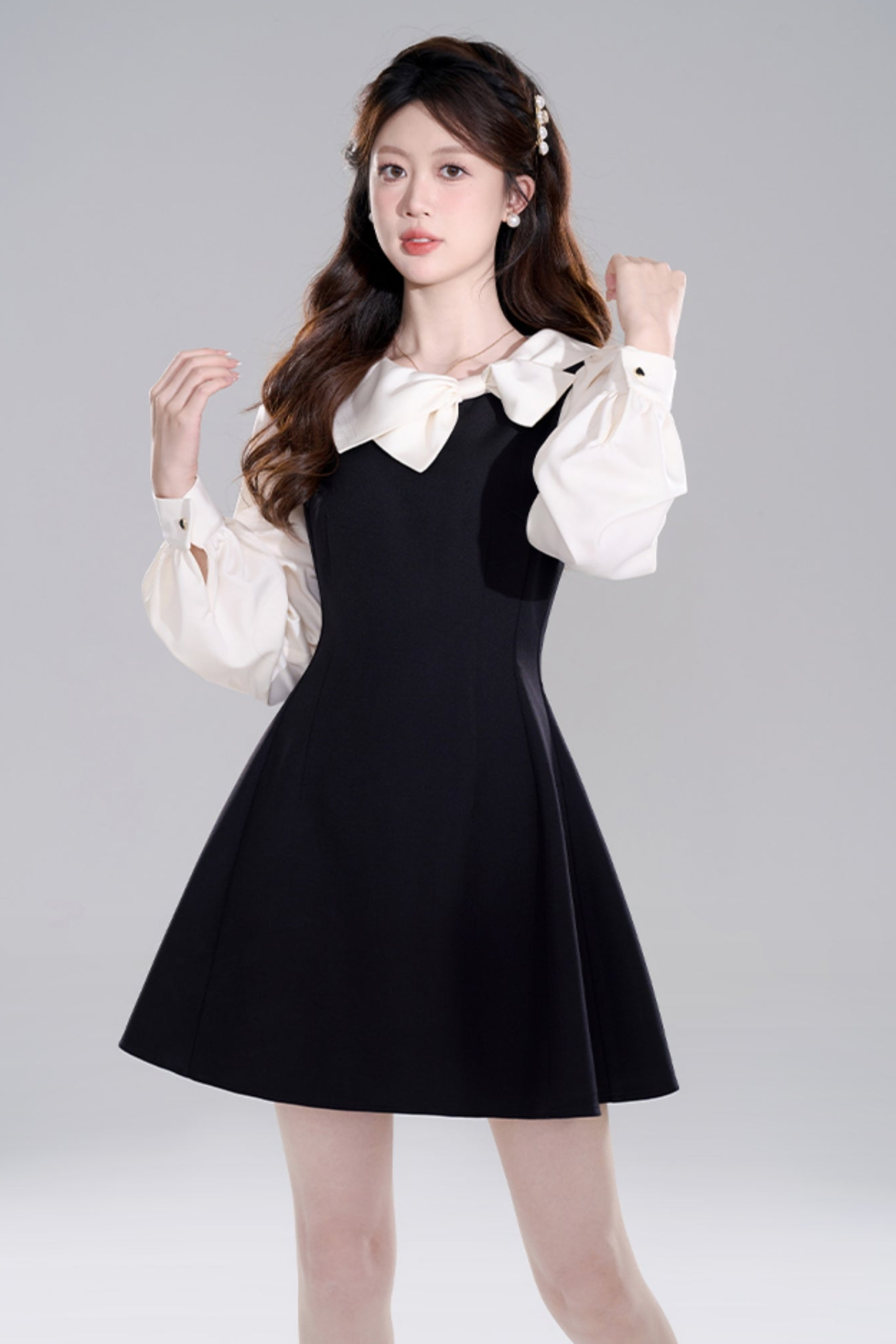 Black Waist Cinch Hepburn Dress