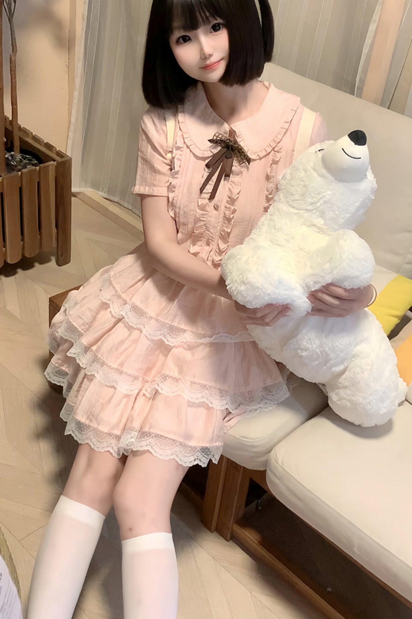 Flutter Sleeve Pink Lace Princess Dress