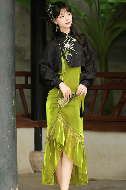 Chinese-style Fishtail Skirt + Short Top