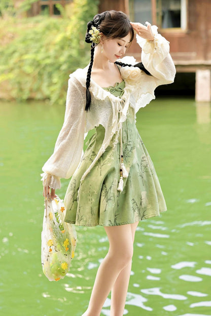 Daily Hanfu Sweet Cardigan + Slip Dress