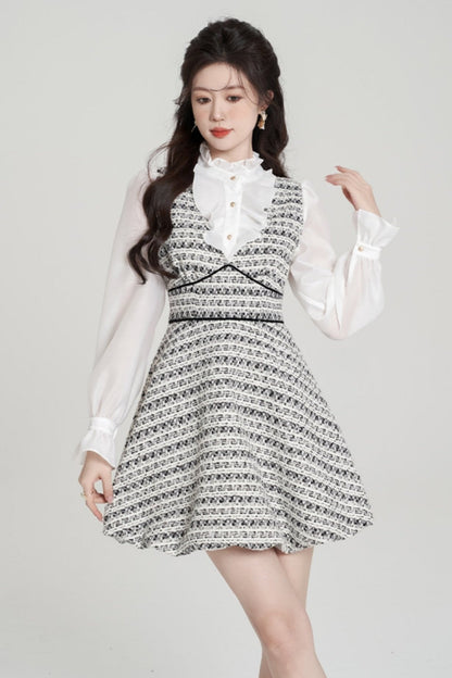 Houndstooth High-end Bud Skirt Dress Set