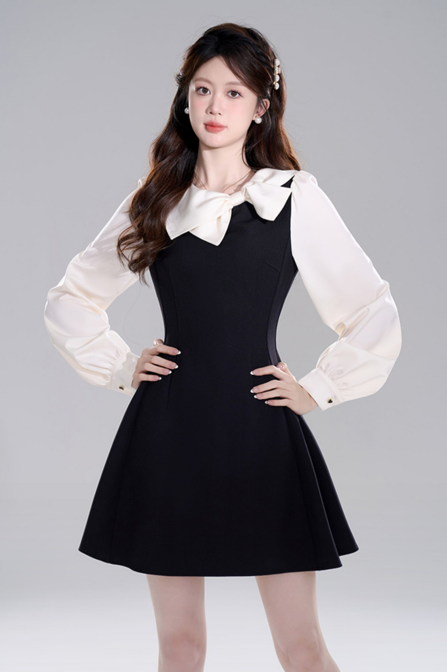 Black Waist Cinch Hepburn Dress