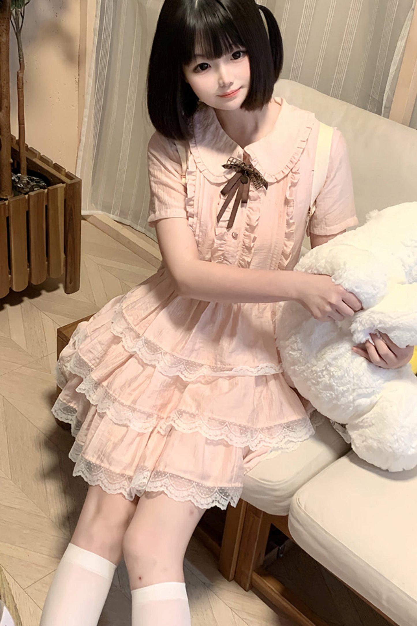 Flutter Sleeve Pink Lace Princess Dress