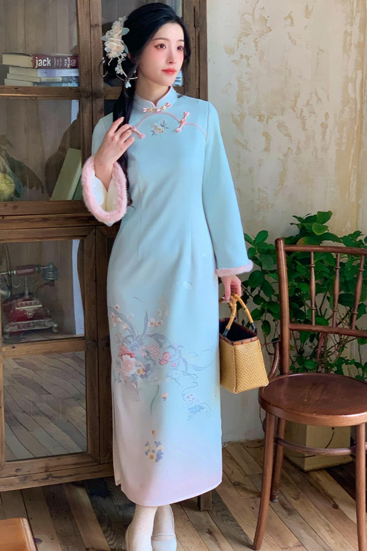 Plush Round Neck Chinese-style Set
