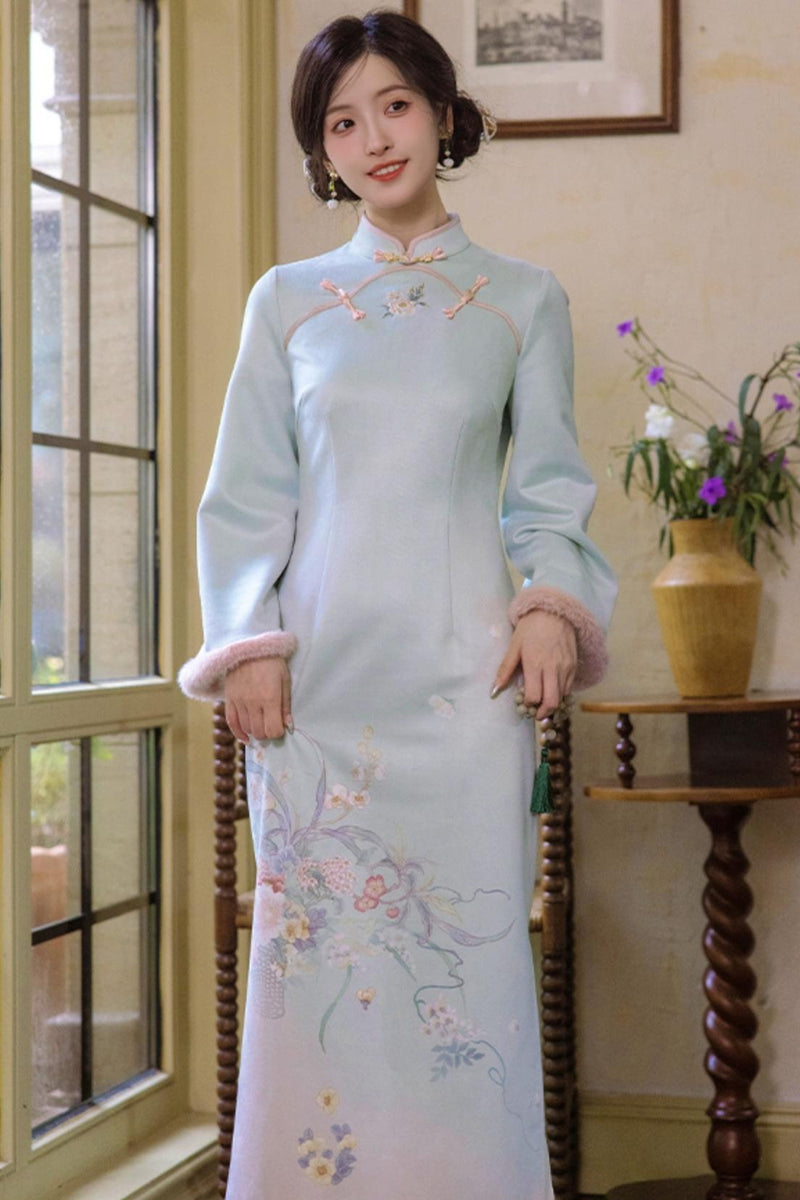 Plush Round Neck Chinese-style Set