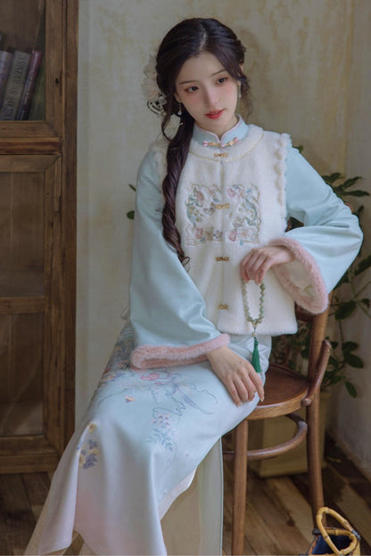 Plush Round Neck Chinese-style Set