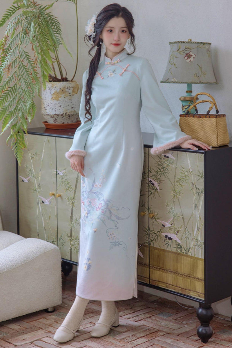 Plush Round Neck Chinese-style Set