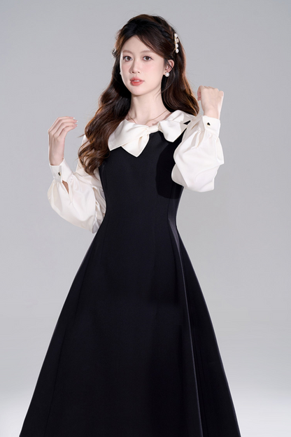 Black Waist Cinch Hepburn Dress