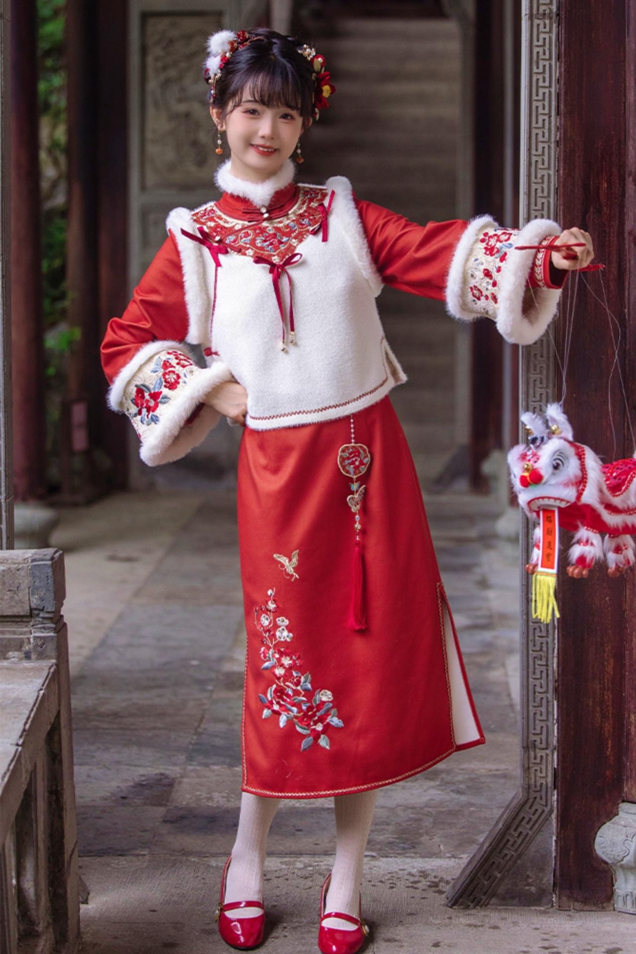 Black Tea Snow Chinese-style Dress Set