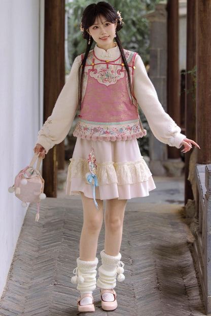 [pre-order] Autumn and Winter Vest Dress Set