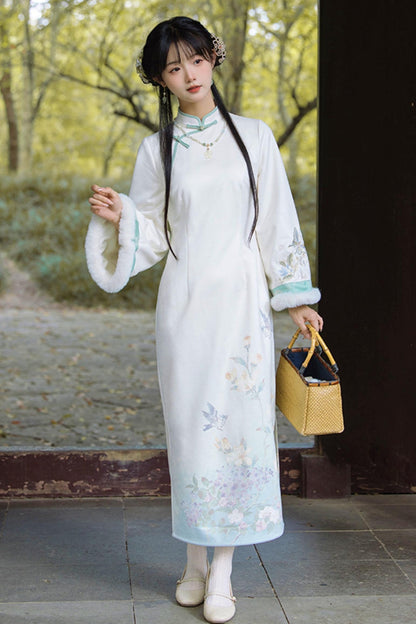 Orchid Butterfly Jacquard Chinese-style Dress Set