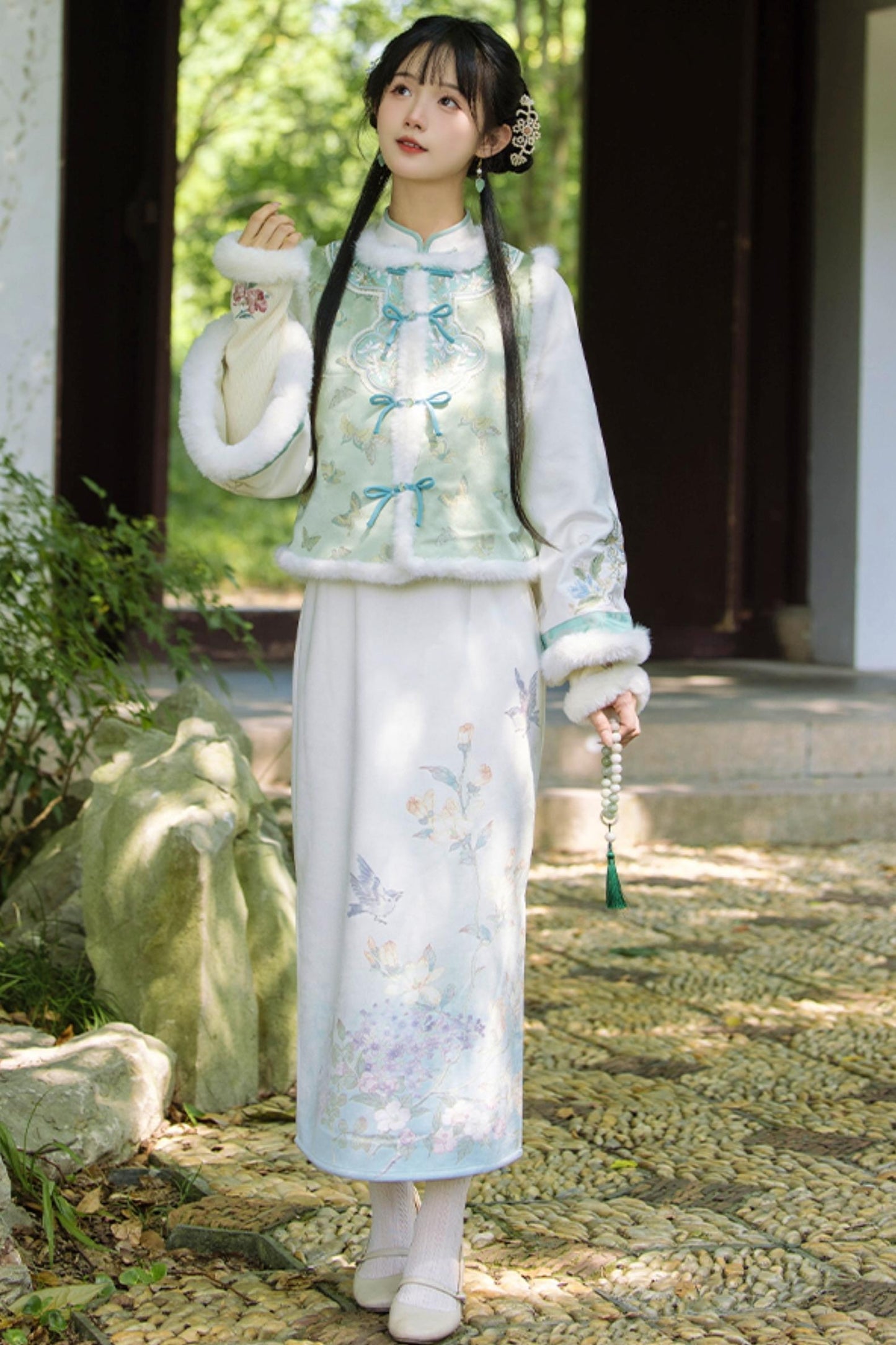 Orchid Butterfly Jacquard Chinese-style Dress Set
