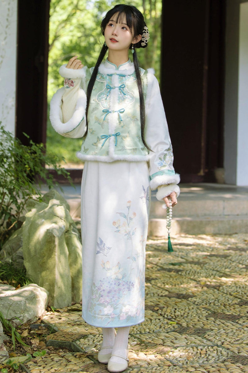 Orchid Butterfly Jacquard Chinese-style Dress Set
