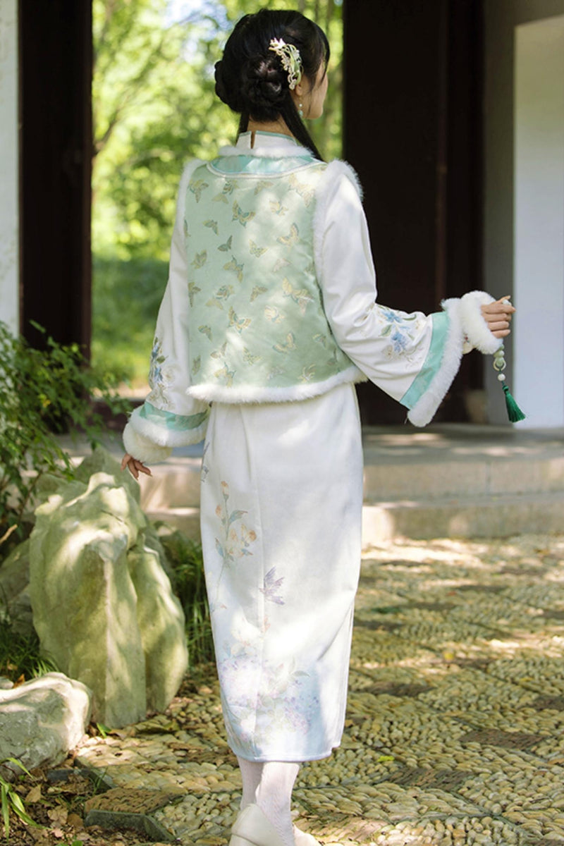 Orchid Butterfly Jacquard Chinese-style Dress Set
