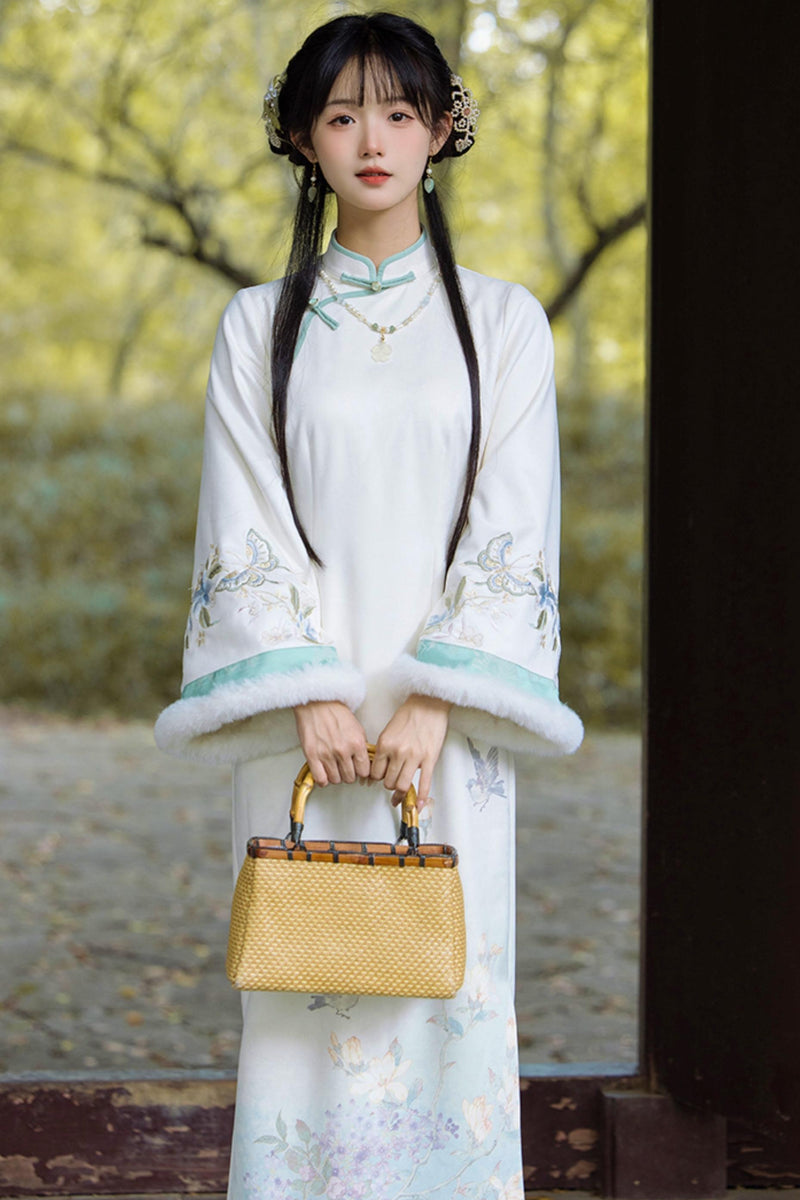 Orchid Butterfly Jacquard Chinese-style Dress Set