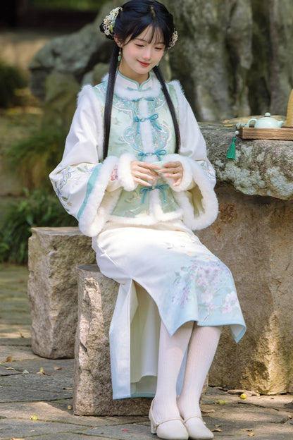 Orchid Butterfly Jacquard Chinese-style Dress Set