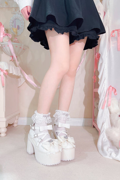 Japanese Block Heel Platform Shoes