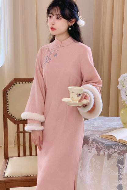 Two Tone Wide Sleeve Chinese-style Dress