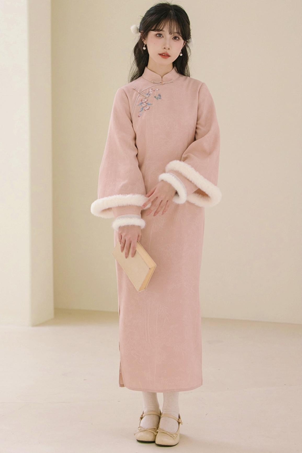 Two Tone Wide Sleeve Chinese-style Dress