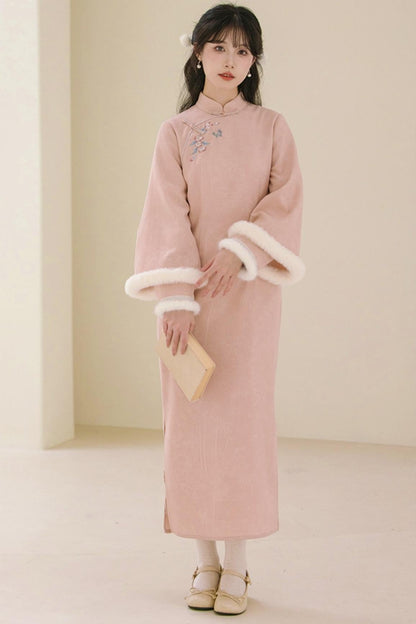 Two Tone Wide Sleeve Chinese-style Dress