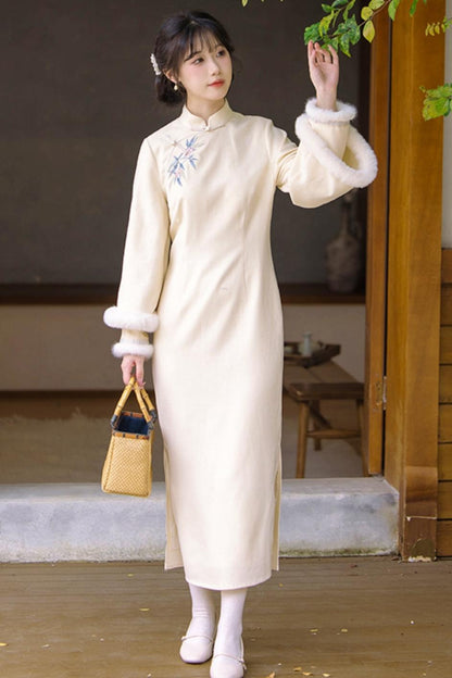 Two Tone Wide Sleeve Chinese-style Dress