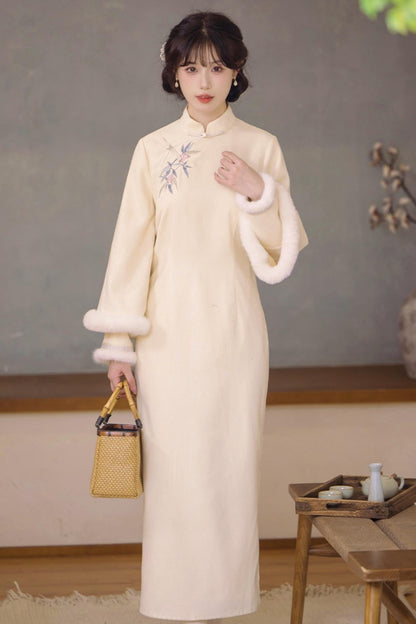 Two Tone Wide Sleeve Chinese-style Dress