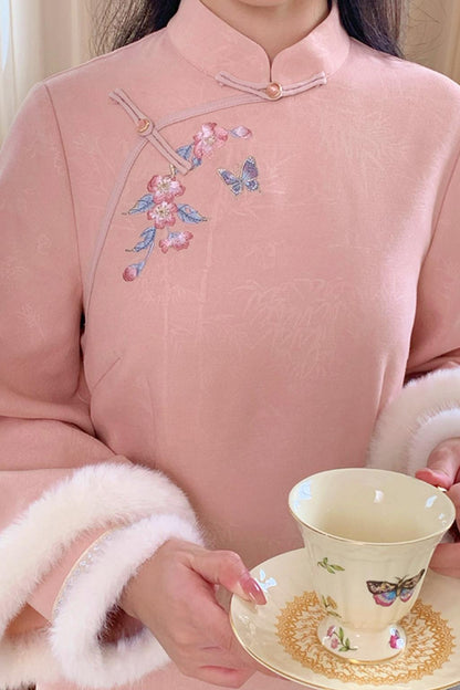 Two Tone Wide Sleeve Chinese-style Dress