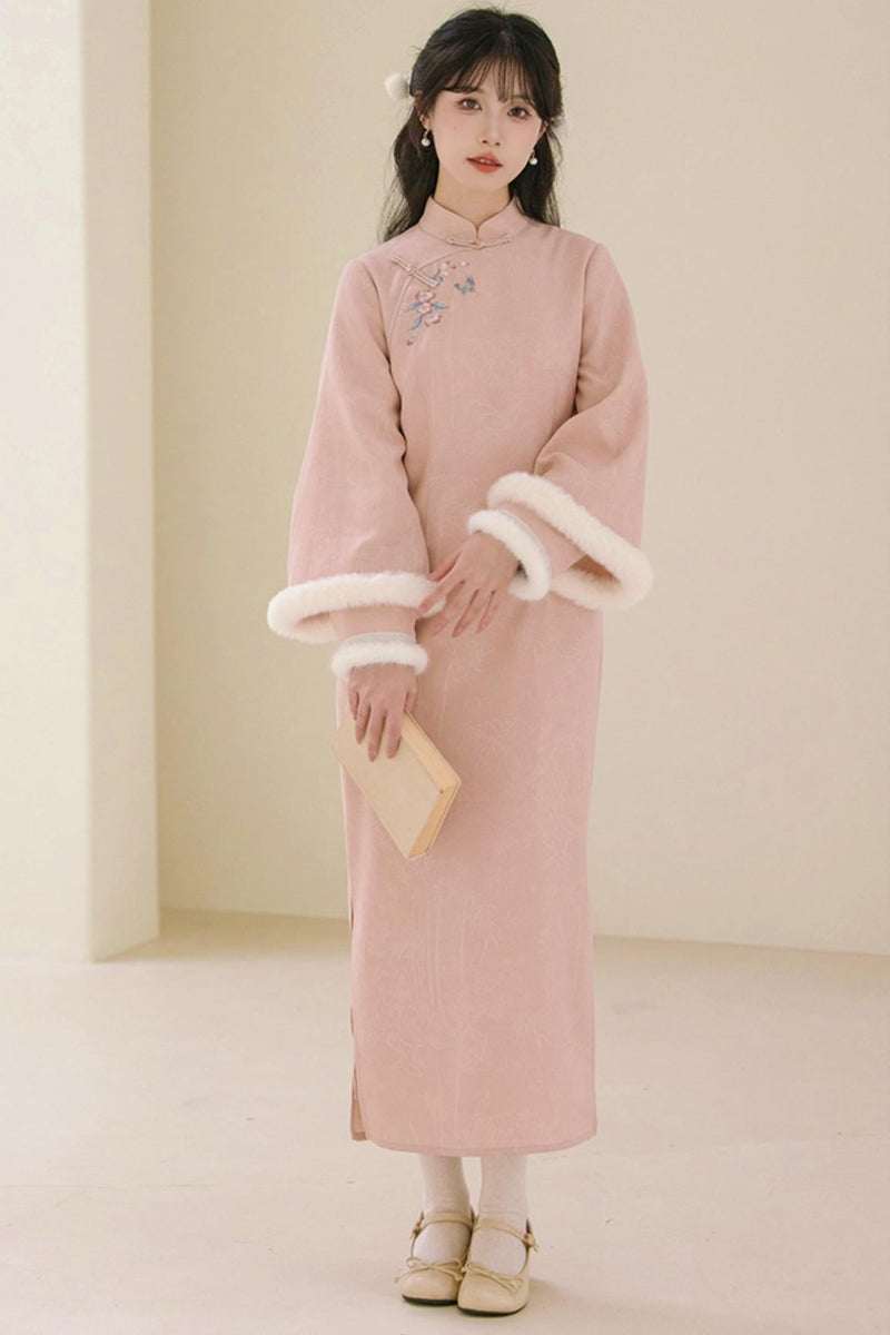 Two Tone Wide Sleeve Chinese-style Dress