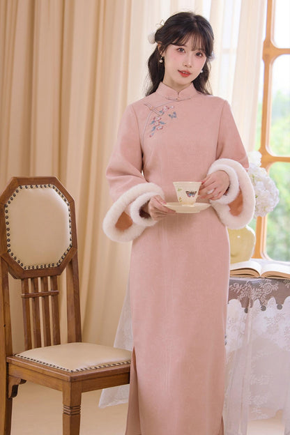 Two Tone Wide Sleeve Chinese-style Dress