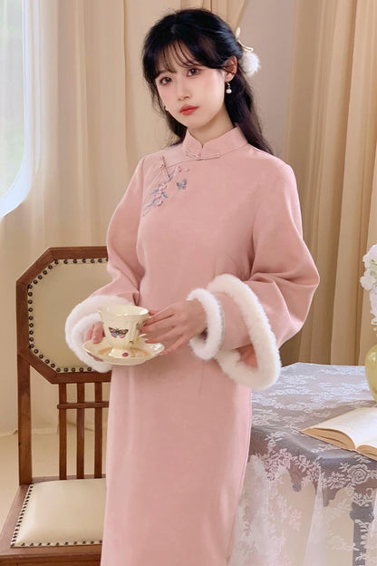 Two Tone Wide Sleeve Chinese-style Dress