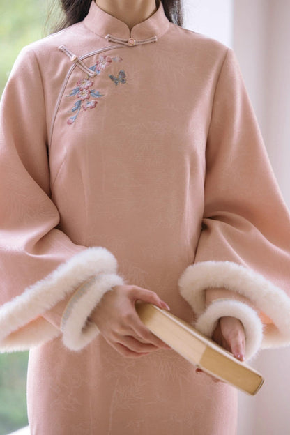 Two Tone Wide Sleeve Chinese-style Dress