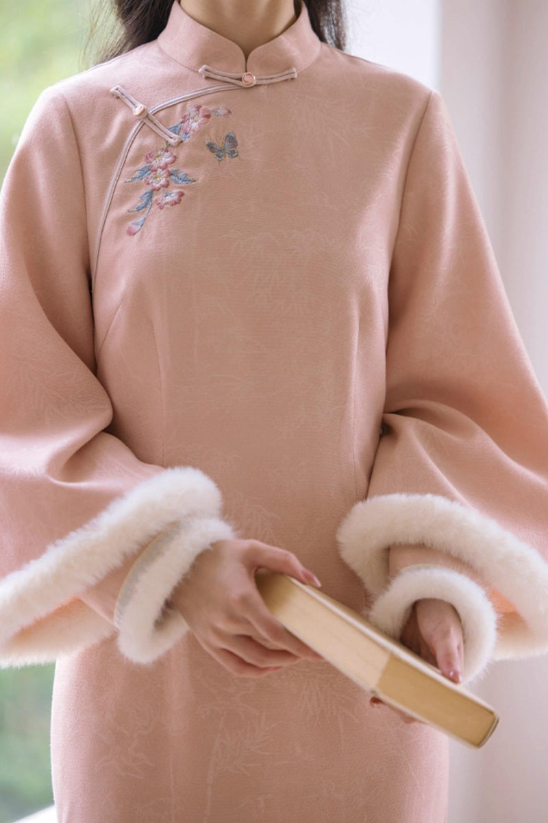 Two Tone Wide Sleeve Chinese-style Dress