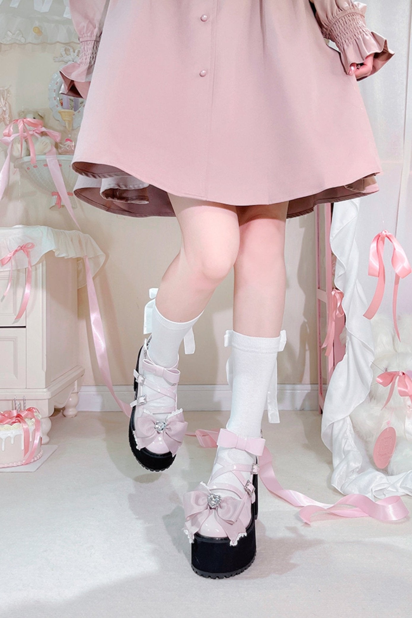 Japanese Block Heel Platform Shoes