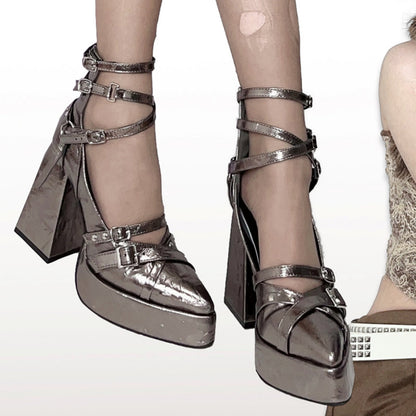 Gothic Pointed Toe Platform Heels
