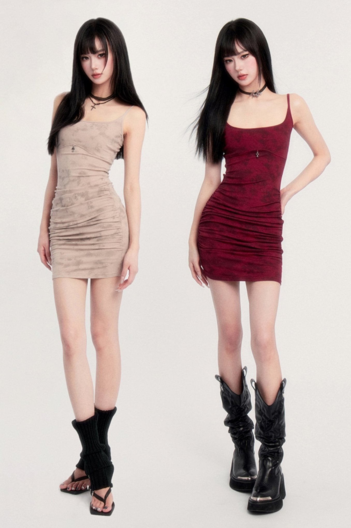 Tie-dye Suspender Hip Skirt Dress