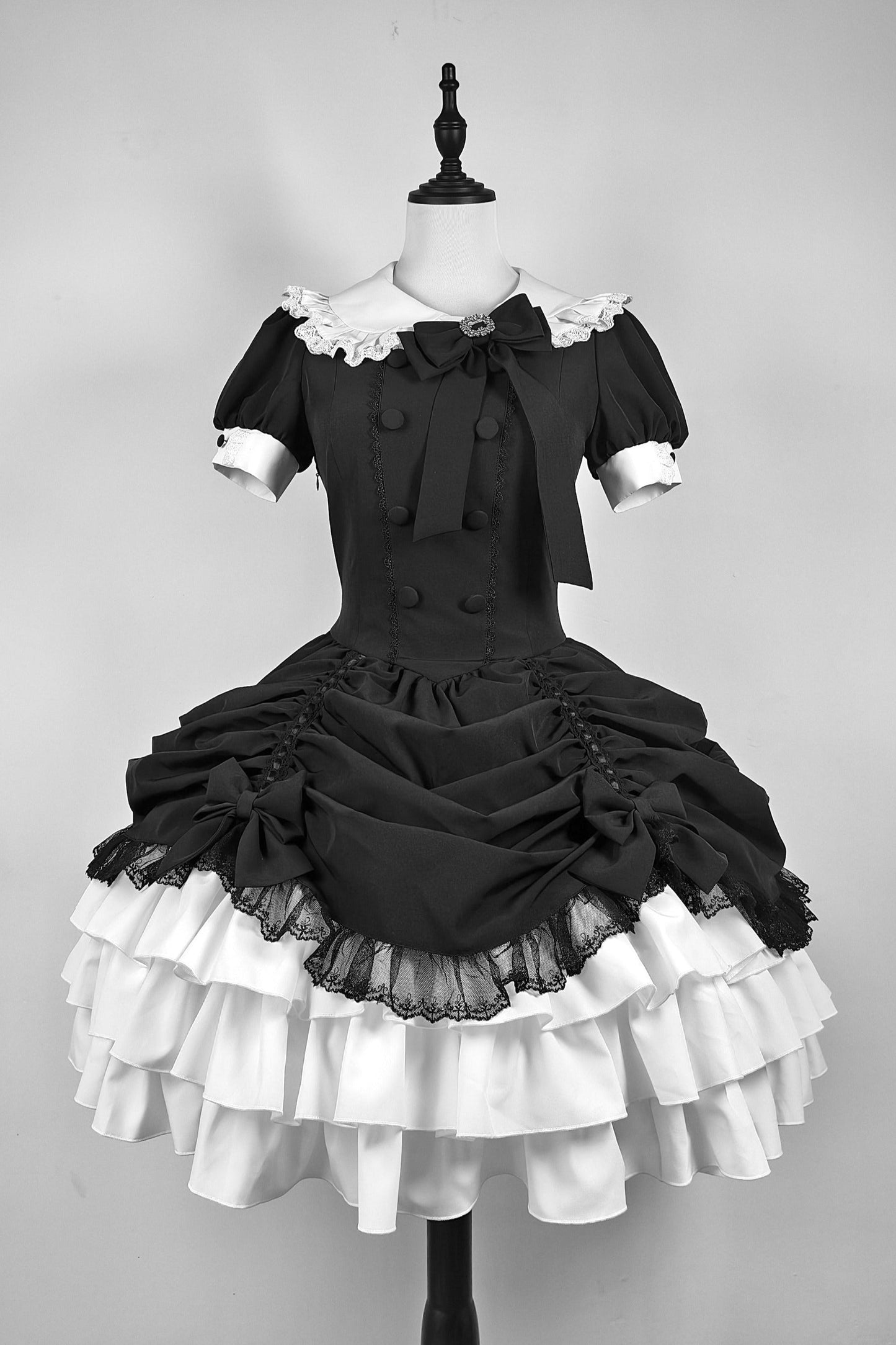 [limited Quantity] Gothic Dark Doll Lolita Black Ribbon Dress