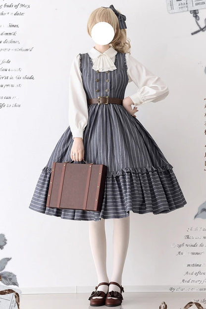 [small Estate] Sleeveless Ruffle Fishbone Classic Lolita Dress 3 Colors