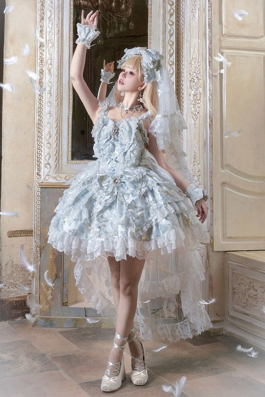 [pre-order Deadline: May 13] Blue/white/light Green Butterfly Fantasy Dress + Complete Set