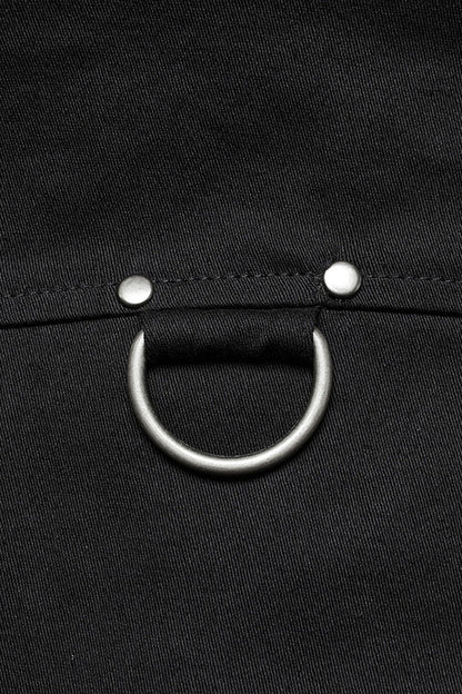Black Lapel Collar Long Sleeves Rings Punk Blouse