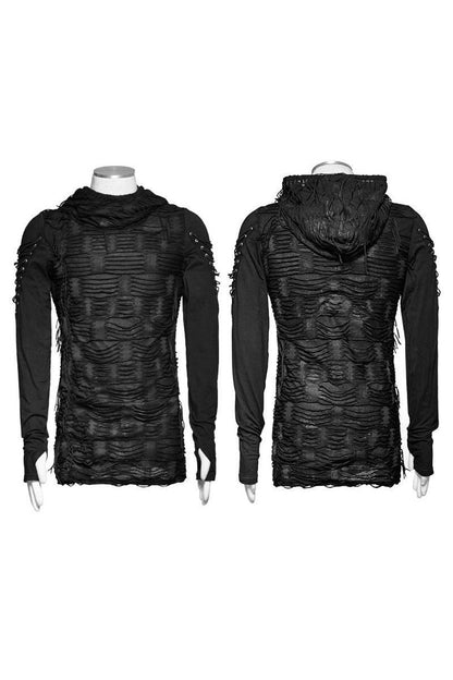 Black Hooded Ripped Gothic Sweater