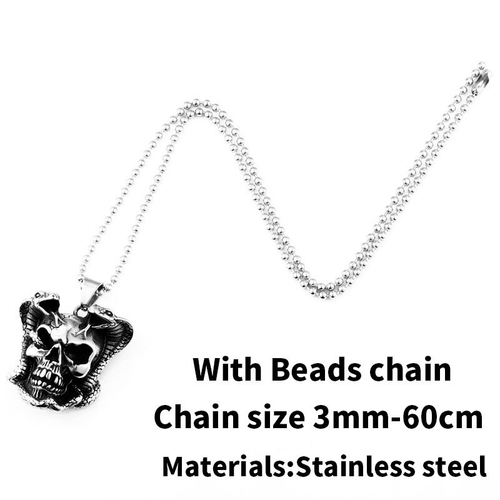 Biker Pendant Necklace With Devil Skull Skeleton / Punk Pendant Stainless Steel / Popular Jewelry