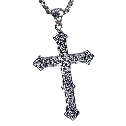 Biker 925 Sterling Silver Cross With Skull / Alternative Pendant